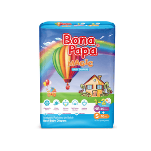 Bona Papa Magic Baby Diapers Economy Pack 1+2 (NB 40 pcs + S 10 pcs) Arey wow