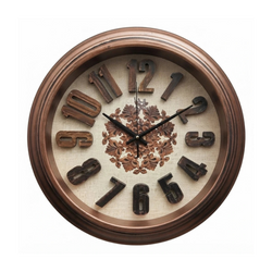 Heritage Wall Clock Sunrise 3D 18 Inch CLK-020_C – Decorative 3D Numerals, Floral Dial & Vintage Wooden Finish