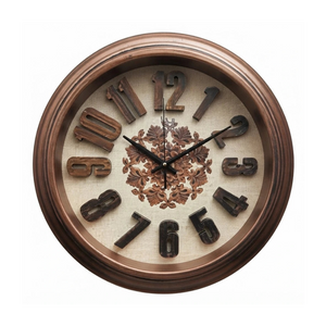 Heritage Wall Clock Sunrise 3D 18 Inch CLK-020_C – Decorative 3D Numerals, Floral Dial & Vintage Wooden Finish