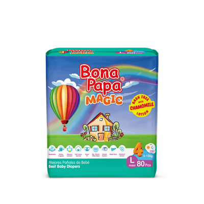 Bona Papa Magic Baby Diapers Mega Pack 4 - L - 80 pcs Arey wow