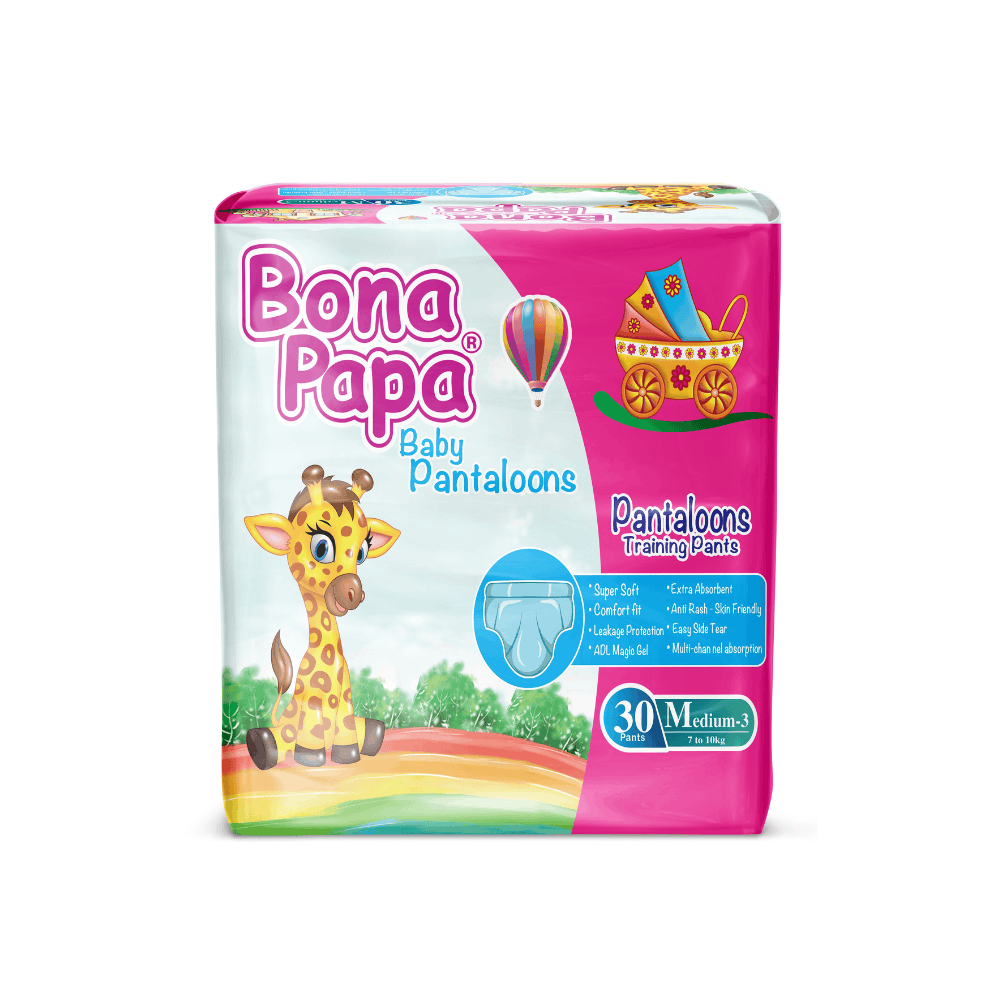 Bona Papa Pantaloons Baby Diaper Pants Economy Pack 3 - M - 30 pcs Arey wow