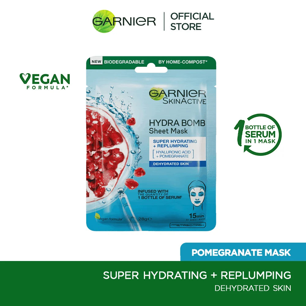 Garnier Skin Active Hydra Bomb Pomegranate Tissue Face Mask For Hydrating And Replenishing 32G