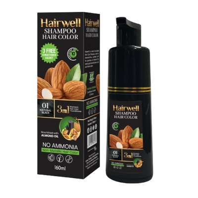 Kala Kola Hairwell Shampoo Hair Color 160ml Bottle - Natural Black