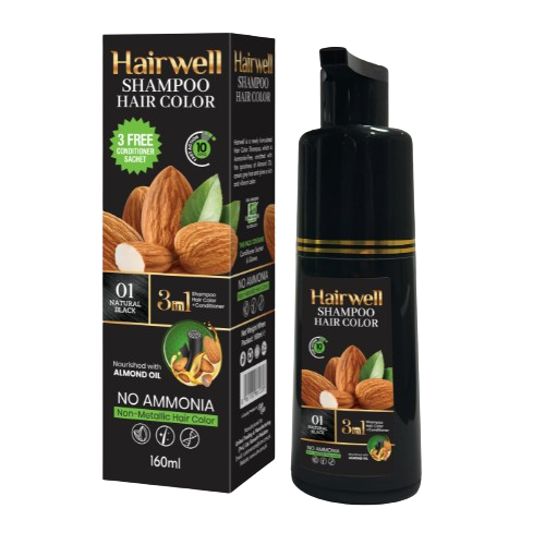 Kala Kola Hairwell Shampoo Hair Color 160ml Bottle - Natural Black