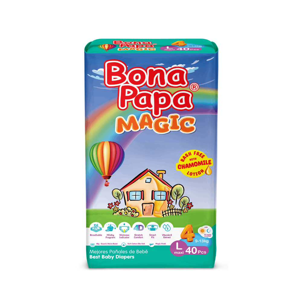 Bona Papa Magic Baby Diapers Economy Pack 4 - L - 40 pcs Arey wow