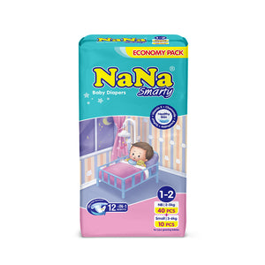 Nana Smarty NB Baby Diapers - 1+2 (NB 40 pcs + S 10 pcs) - Economy Pack