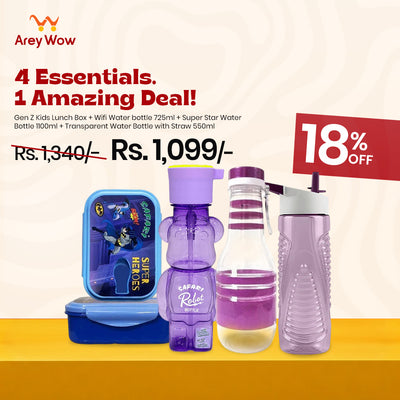 Safari Kids School Essentials Bundle – 4-Piece Kids Lunch Box & Water Bottles Set