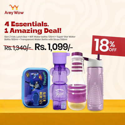 Safari Kids School Essentials Bundle – 4-Piece Kids Lunch Box & Water Bottles Set
