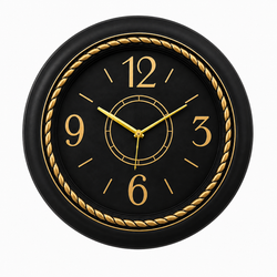 Heritage Prague-2 Wall Clock 18 Inch CLK-030_A – Premium Black & Gold Decorative Silent Quartz Analog Clock for Home & Office