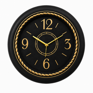 Heritage Prague-2 Wall Clock 18 Inch CLK-030_A – Premium Black & Gold Decorative Silent Quartz Analog Clock for Home & Office