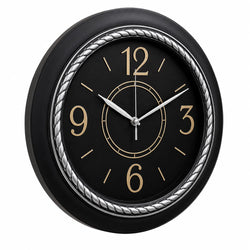 Heritage Prague-2 Wall Clock 18 Inch CLK-030_B – Premium Black & Silver Decorative Silent Quartz Analog Clock for Home & Office