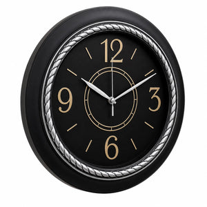 Heritage Prague-2 Wall Clock 18 Inch CLK-030_B – Premium Black & Silver Decorative Silent Quartz Analog Clock for Home & Office