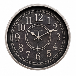 Heritage Momentum Wall Clock 15 Inch CLK-032_D – Premium Vintage Silver Decorative Silent Quartz Analog Clock for Home & Office