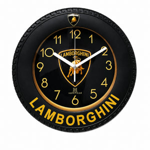 Heritage Little Racer Wall Clock 12.5 Inch CLK-041_A – Premium Black & Gold Lamborghini Inspired Decorative Analog Wall Clock