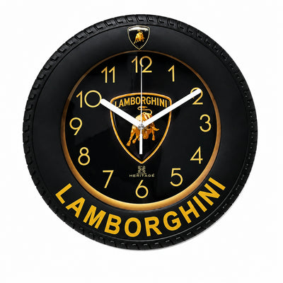 Heritage Little Racer Wall Clock 12.5 Inch CLK-041_A – Premium Black & Gold Lamborghini Inspired Decorative Analog Wall Clock