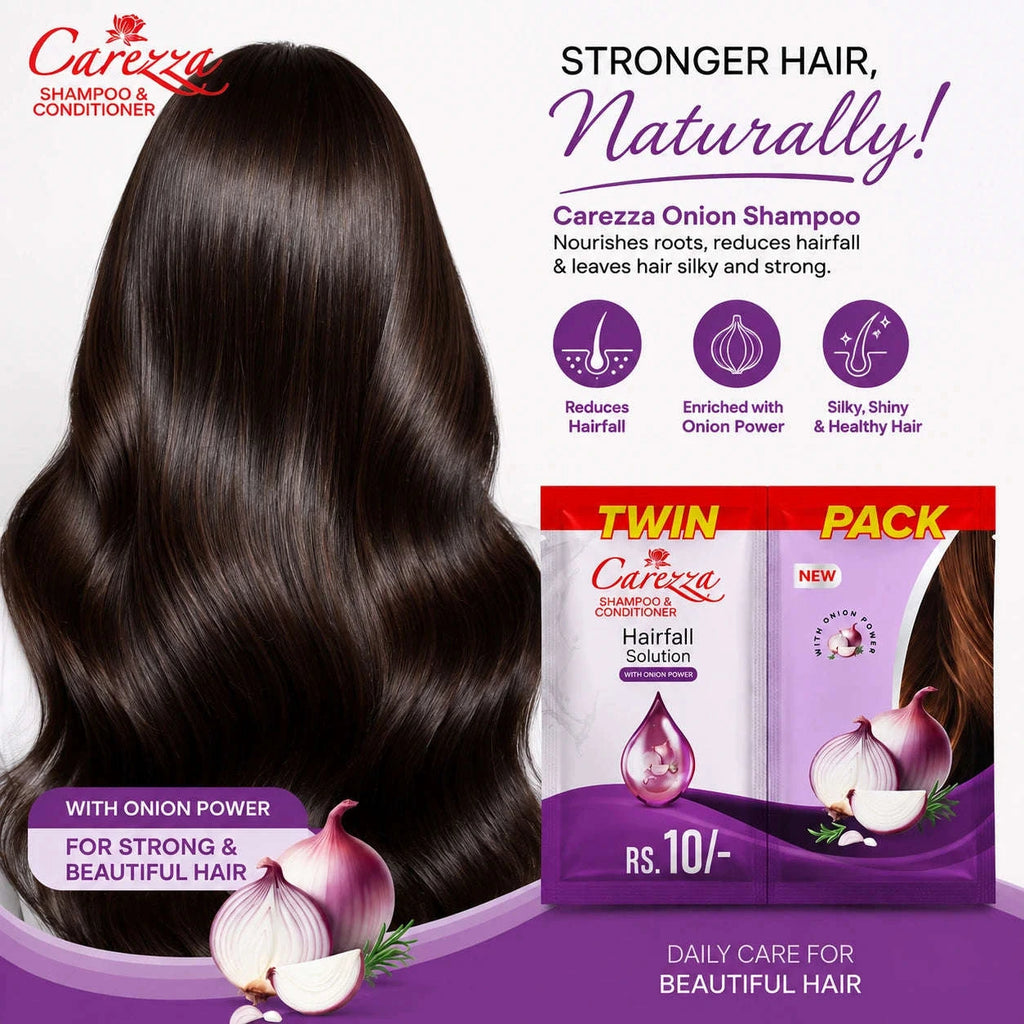 Carezza Onion Shampoo & Conditioner – Twin sachet pack Arey wow