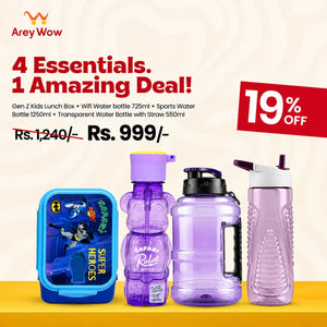 Safari Kids School Essentials Bundle – 4-Piece Kids Lunch Box & Water Bottles Set
