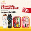 Kids School Bundle (4 PACK) – 2 x Rainbow Water Bottle 750ml & 2 x Gen Z BPA-Free Kids Lunch Box with Compartments