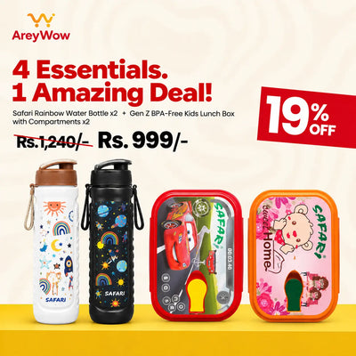 Kids School Bundle (4 PACK) – 2 x Rainbow Water Bottle 750ml & 2 x Gen Z BPA-Free Kids Lunch Box with Compartments