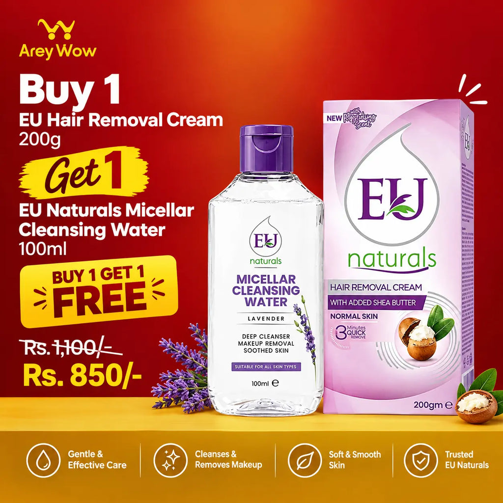 EU Naturals Hair Removal Cream 200g + Micellar Cleansing Water 100ml | Buy 1 Get 1 Free