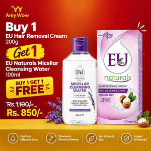 EU Naturals Hair Removal Cream 200g + Micellar Cleansing Water 100ml | Buy 1 Get 1 Free