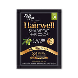 Kala Kola Hairwell Shampoo Hair Color 25ml Sachet (Pack of 10) - Natural Black