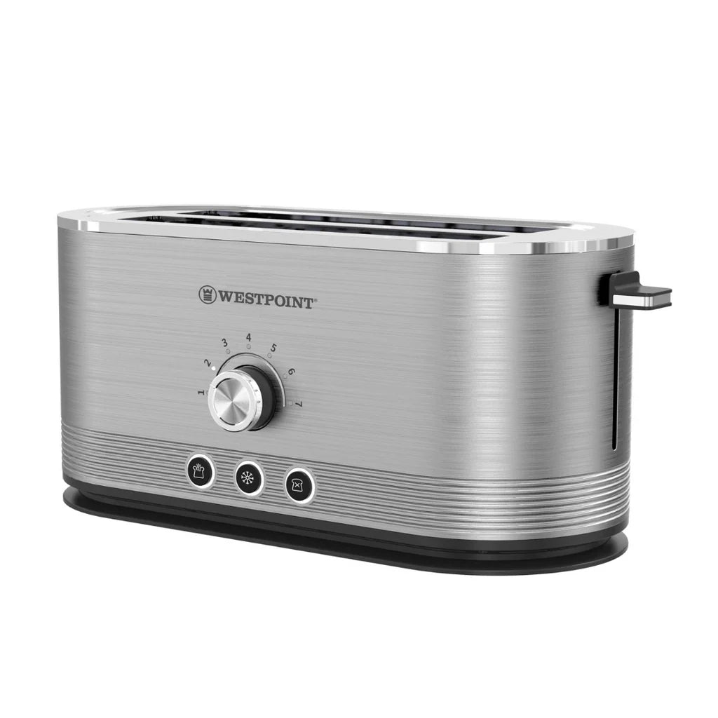Westpoint 4 Slice Stainless Steel Pop-Up Toaster 1400W WF-2564 – Extra Wide Slots, Reheat & Defrost Functions