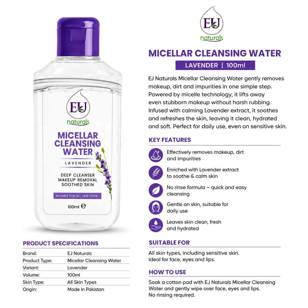 EU Naturals Micellar Cleansing Water Lavender 100ml Arey wow