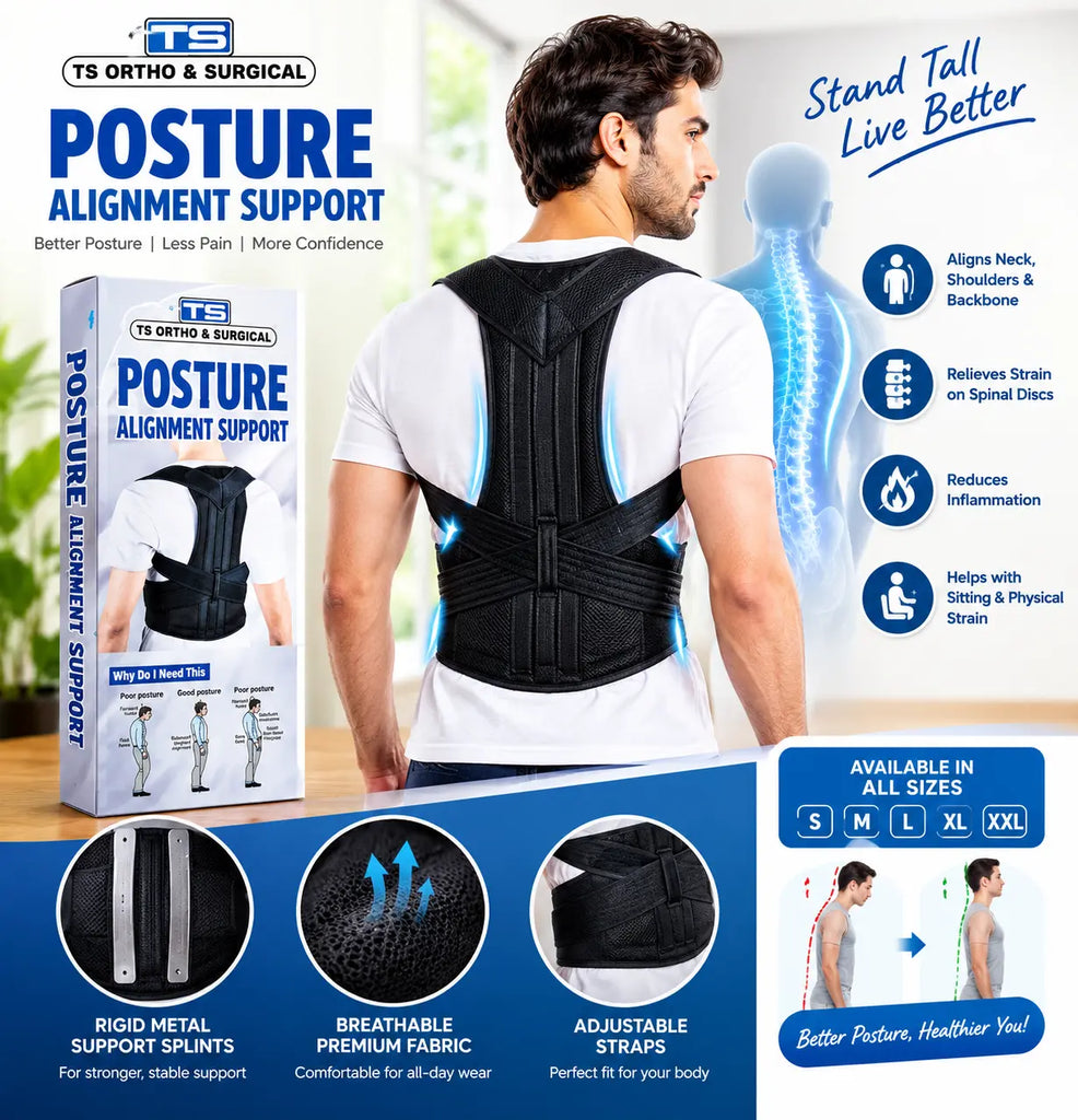 TS Ortho Posture Alignment Support for Men & Women – Adjustable Back Posture Corrector Belt